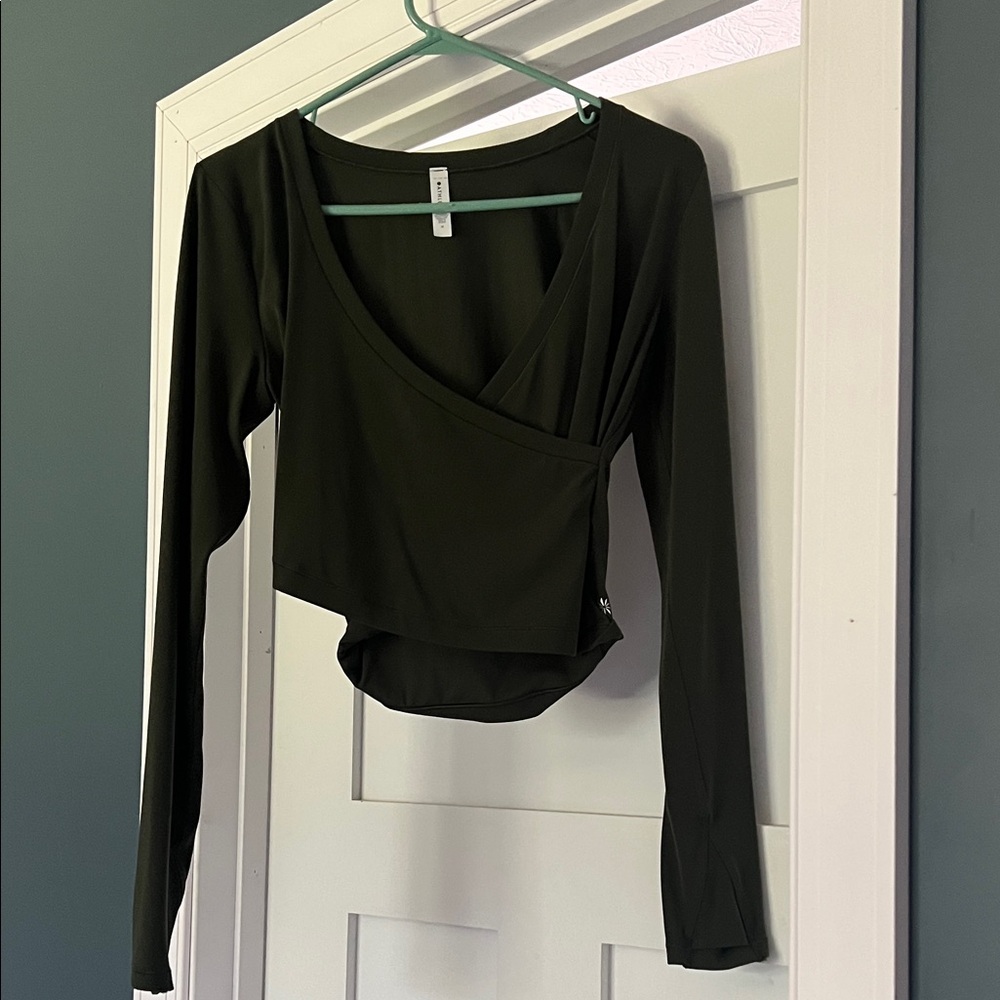 Athleta Green Long Sleeve Wrap Top